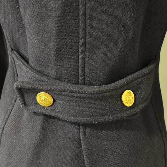 J Crew Stadium Cloth by Nello Gori Wool Blend Classic Pea Coat Navy Blue Sz 0 - Picture 9 of 13